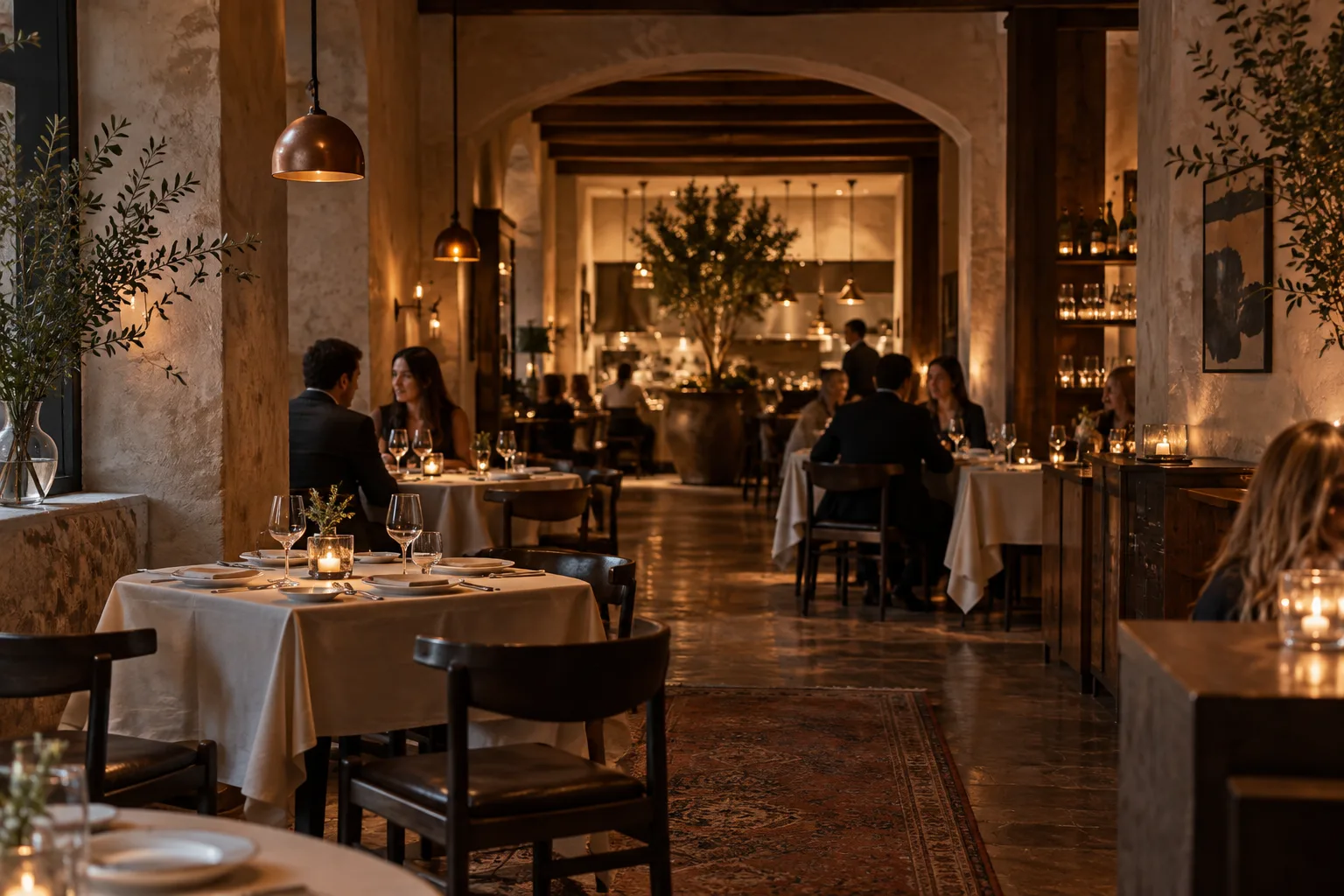 Warmer, gemütlicher Gastraum der Osteria Lume