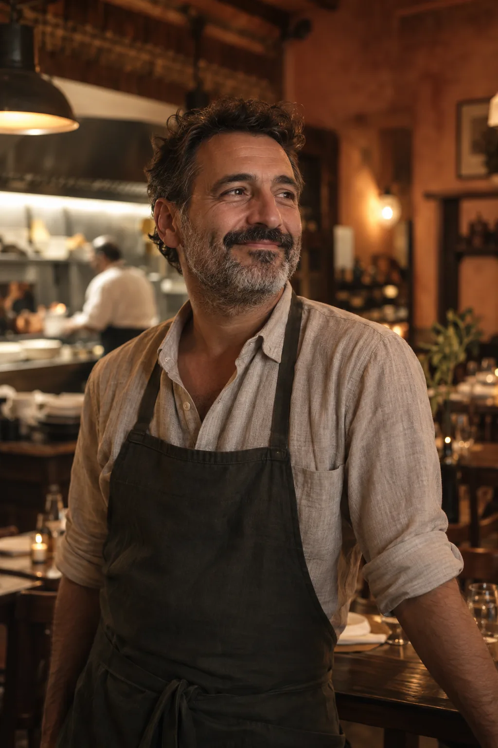 Matteo, Inhaber der Osteria Lume, im Gastraum des Restaurants